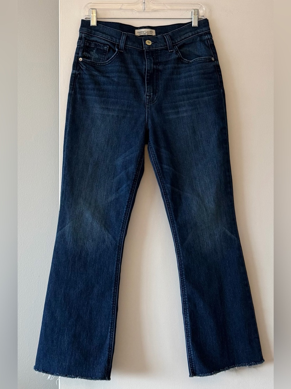 Current/Elliott The Boulevard High Rise Crop Bootcut Jeans Raw Hem Zenith 29